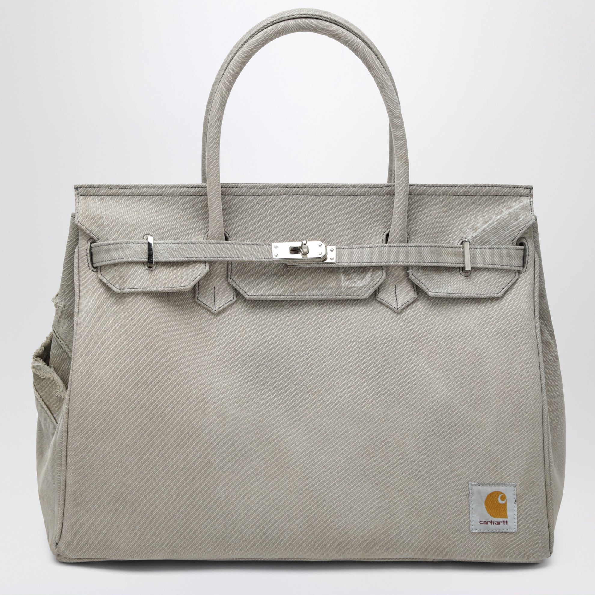 Graue Tasche aus recyceltem Vintage-Carhartt-Stoff