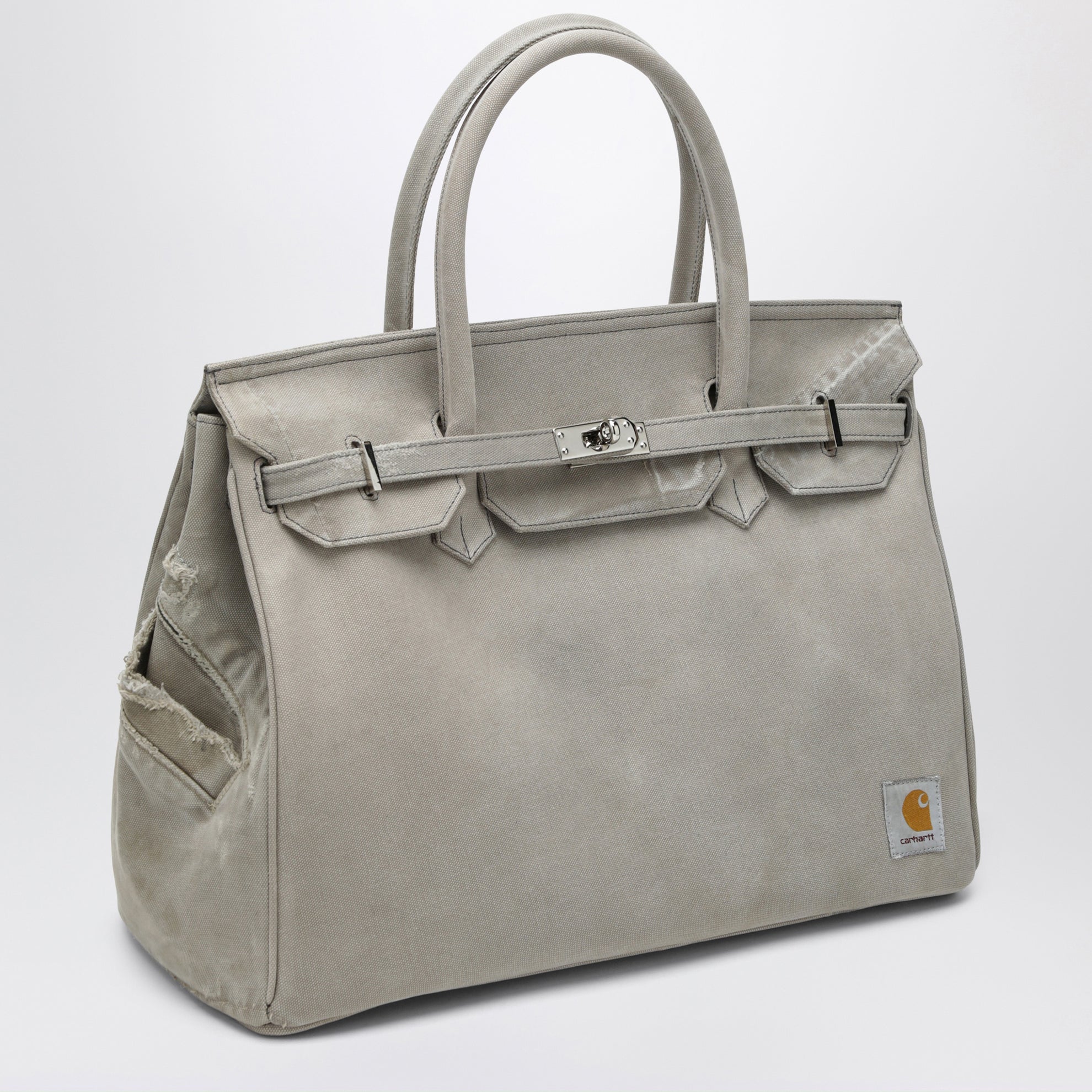 Graue Tasche aus recyceltem Vintage-Carhartt-Stoff