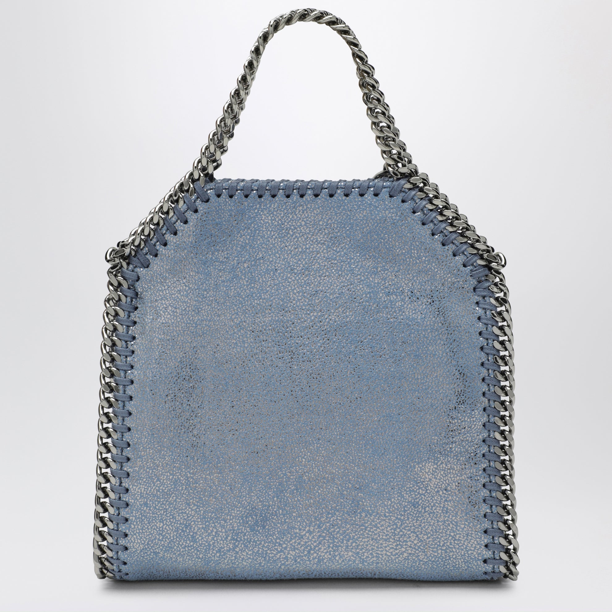 Micro Falabella Tote Bag in Metallic-Denim