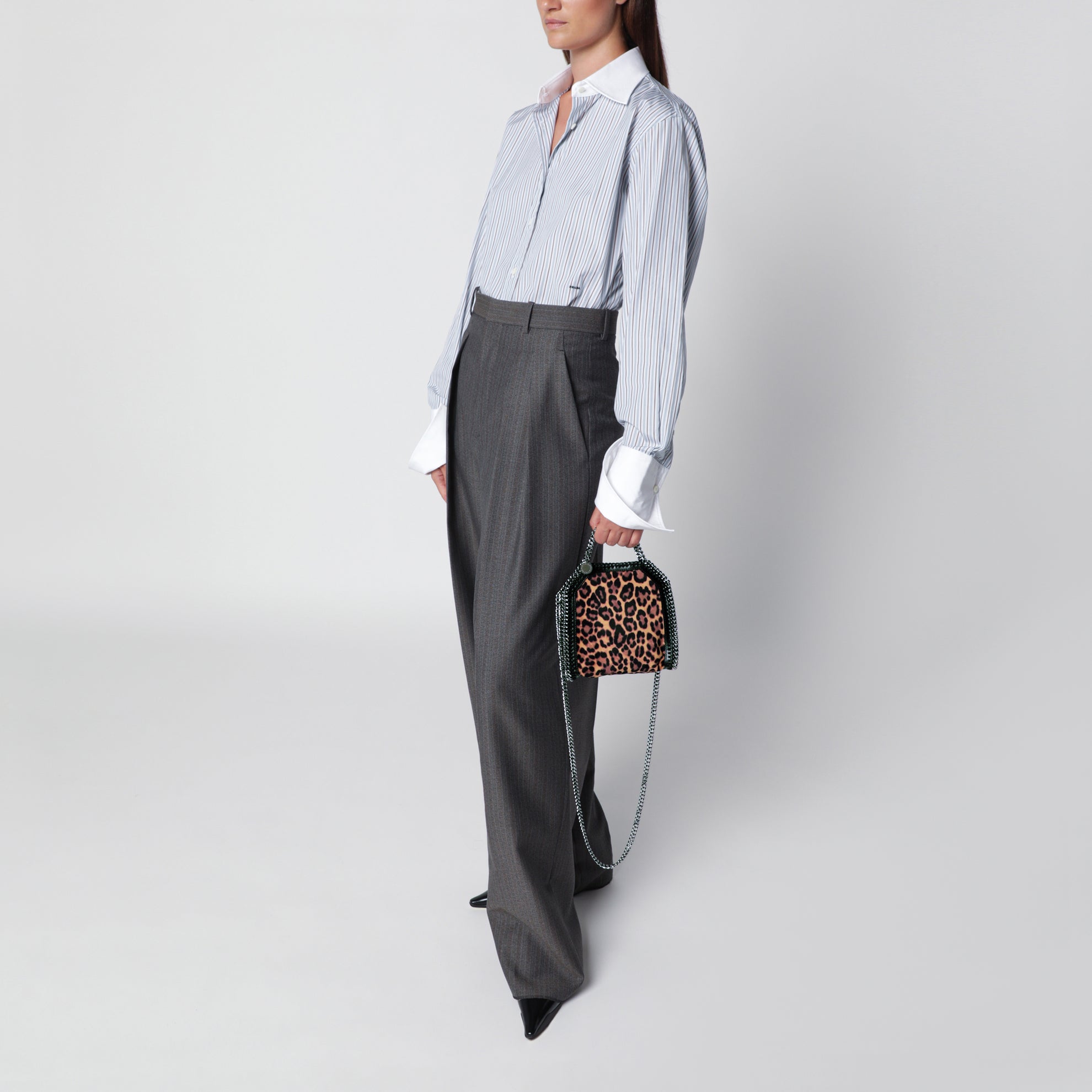 Borsa tote micro Falabella leopardata in velluto