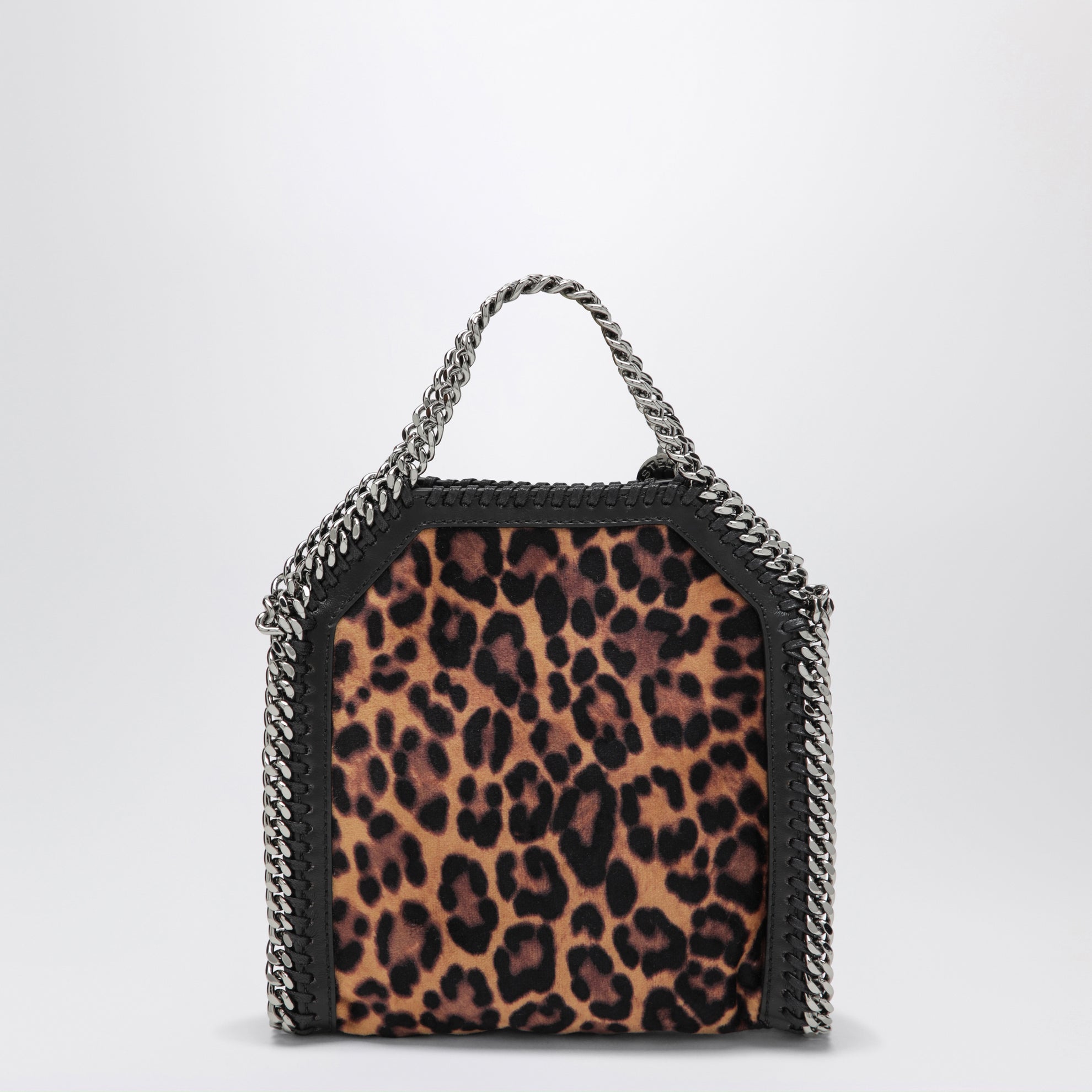 Borsa tote micro Falabella leopardata in velluto