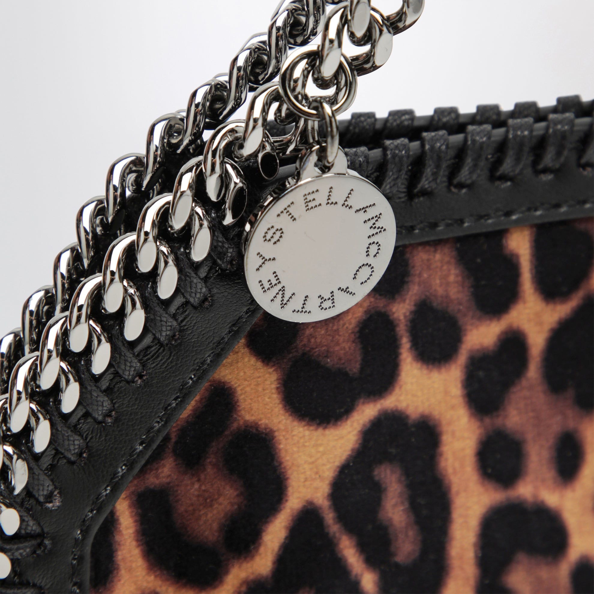 Borsa tote micro Falabella leopardata in velluto