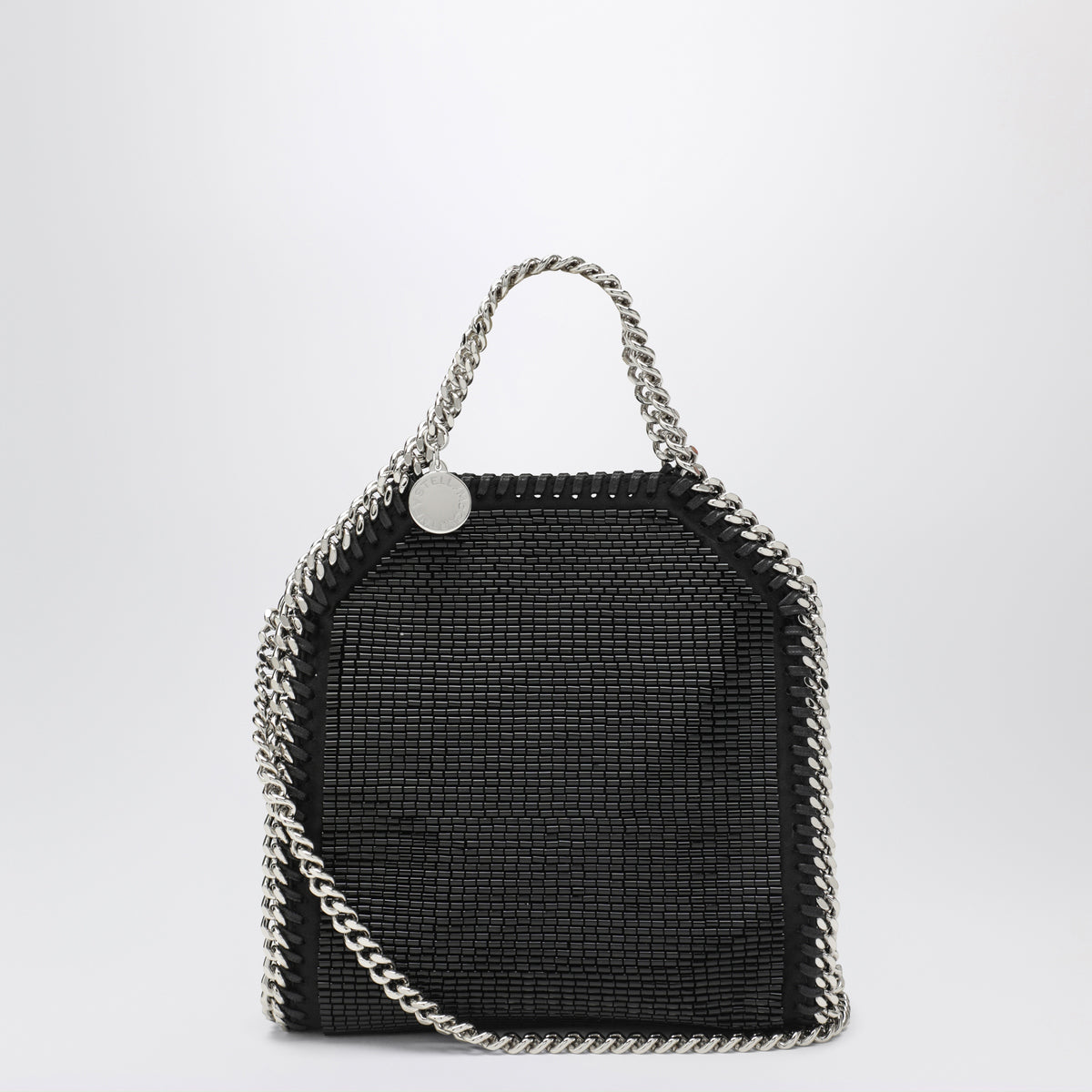 Stella McCartney Falabella mini tote bag in black crystal mesh 