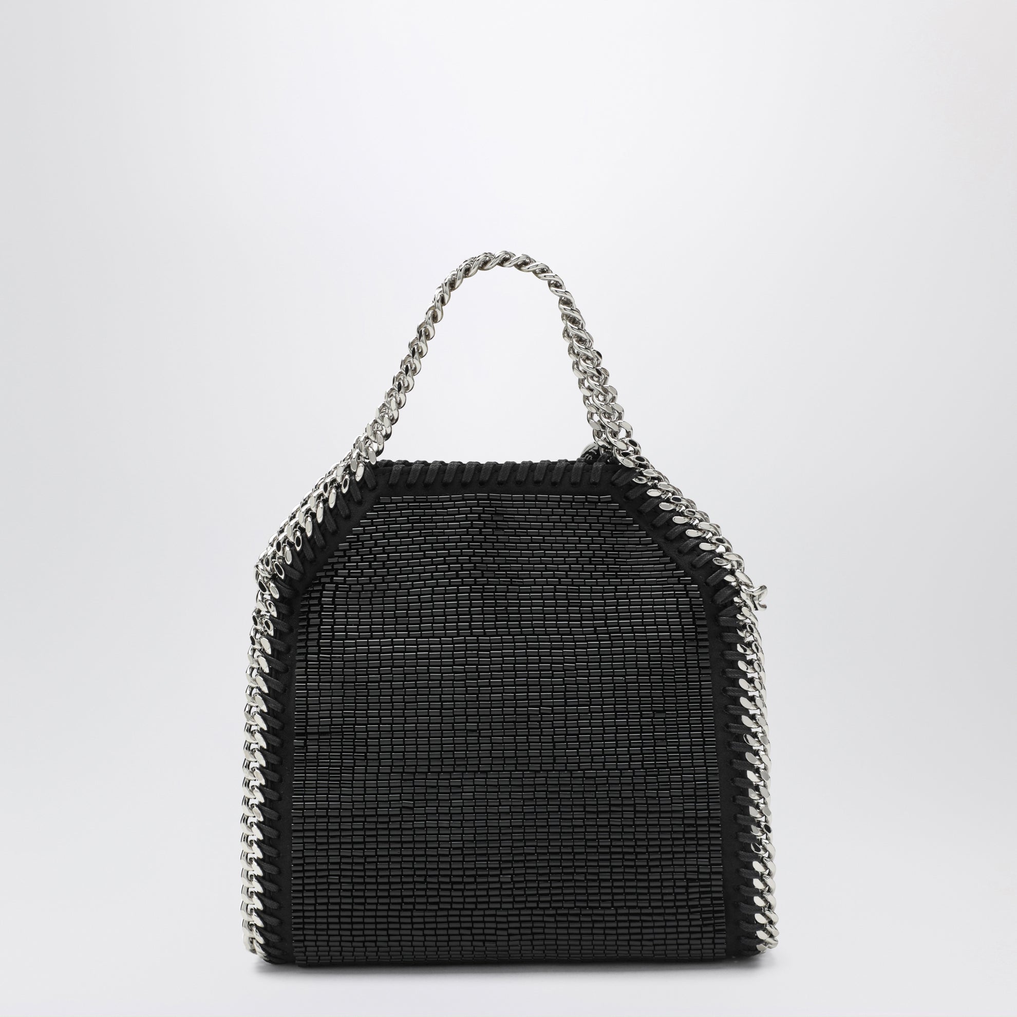 Falabella mini tote bag in black crystal mesh