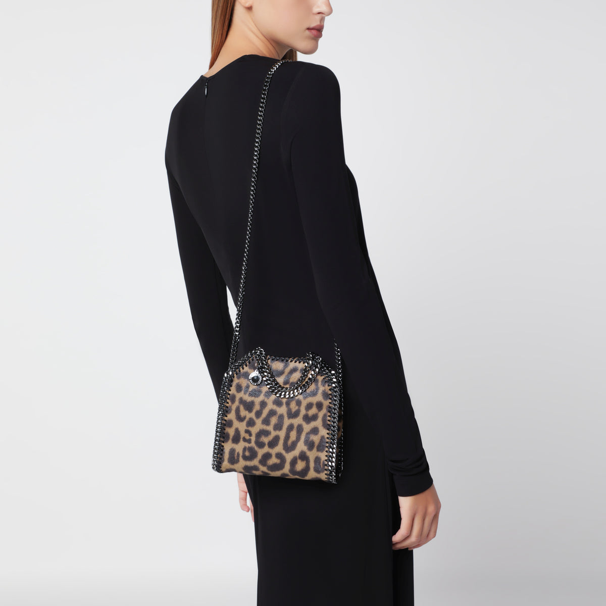 Micro sac tote Falabella à motif léopard