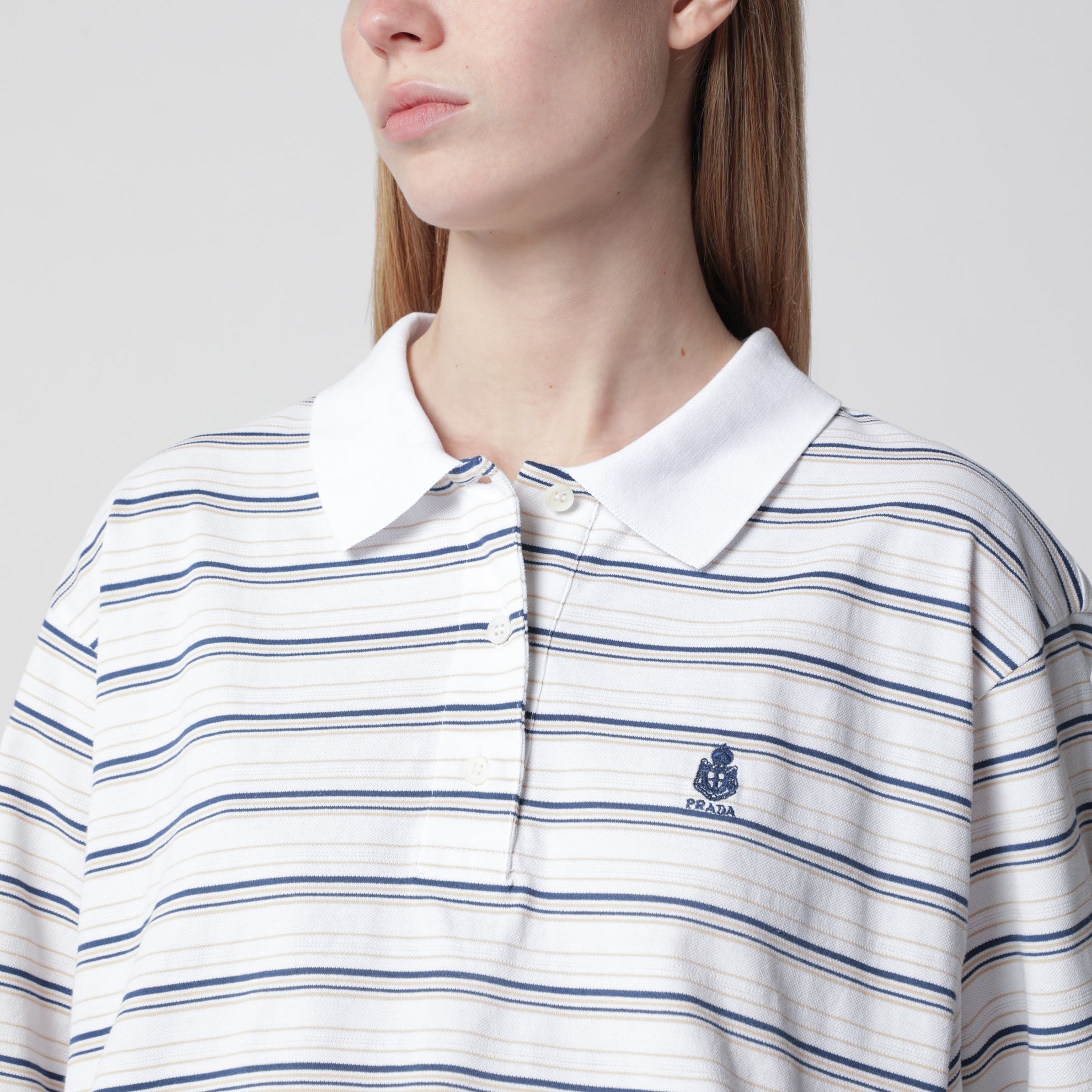 Polo à manches courtes à rayures blanc et bleu royal