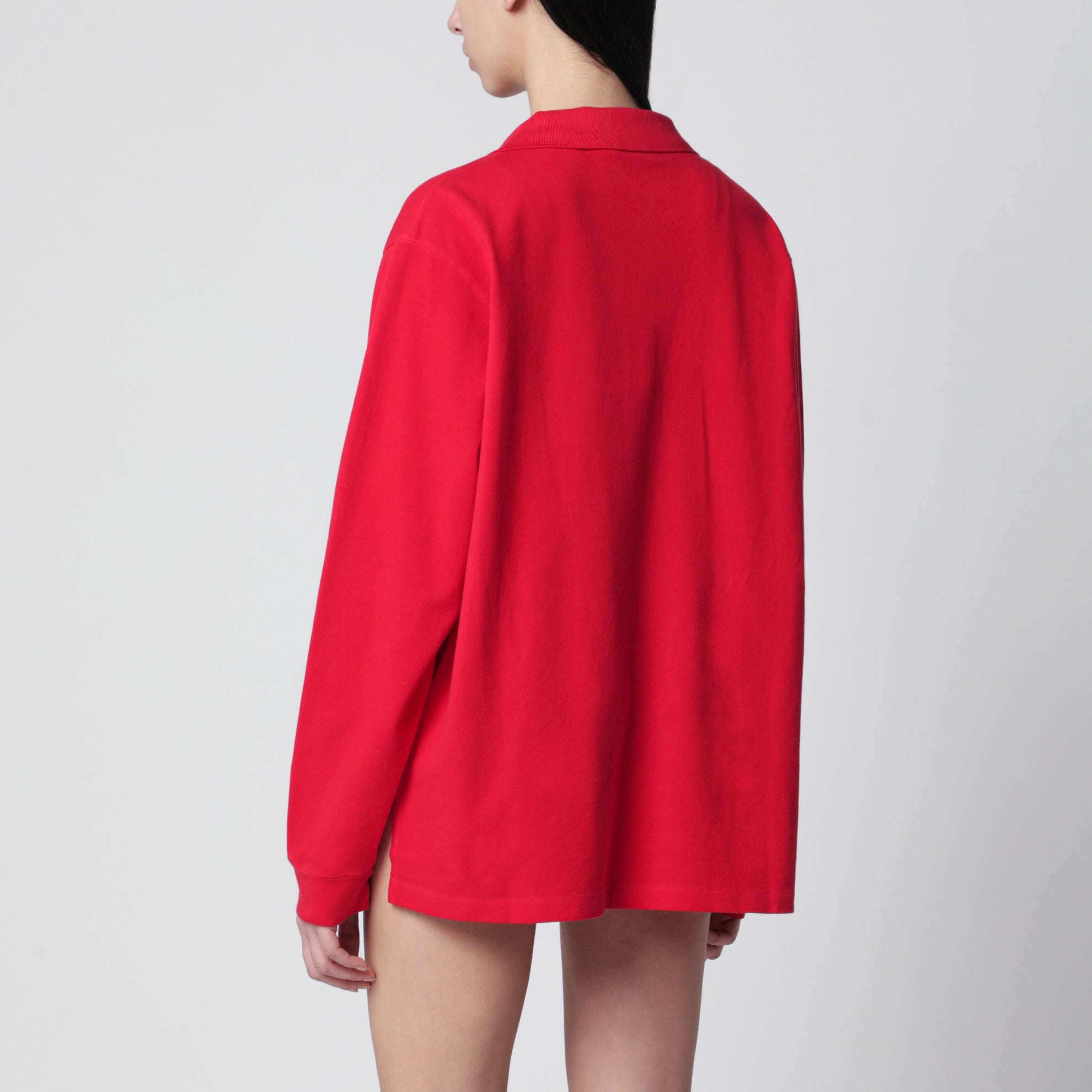 Red cotton piqué polo