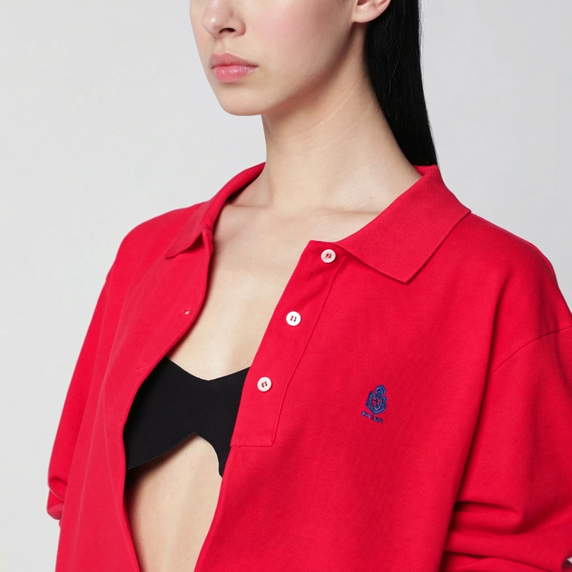 Red cotton piqué polo