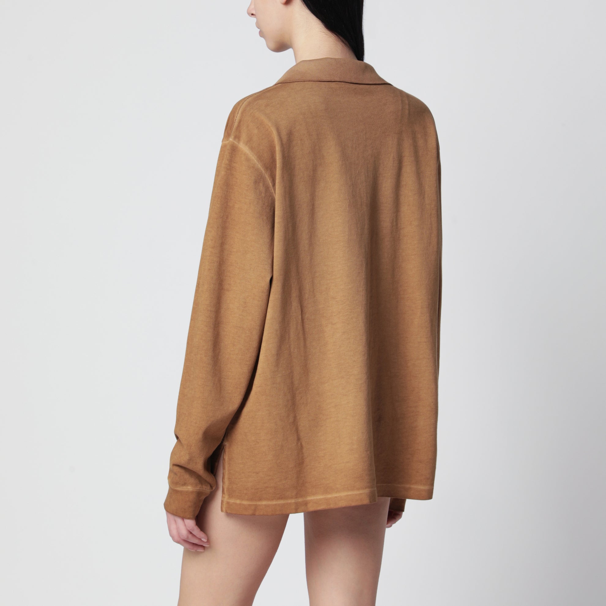 Khakifarbenes Poloshirt aus Baumwollpiqué