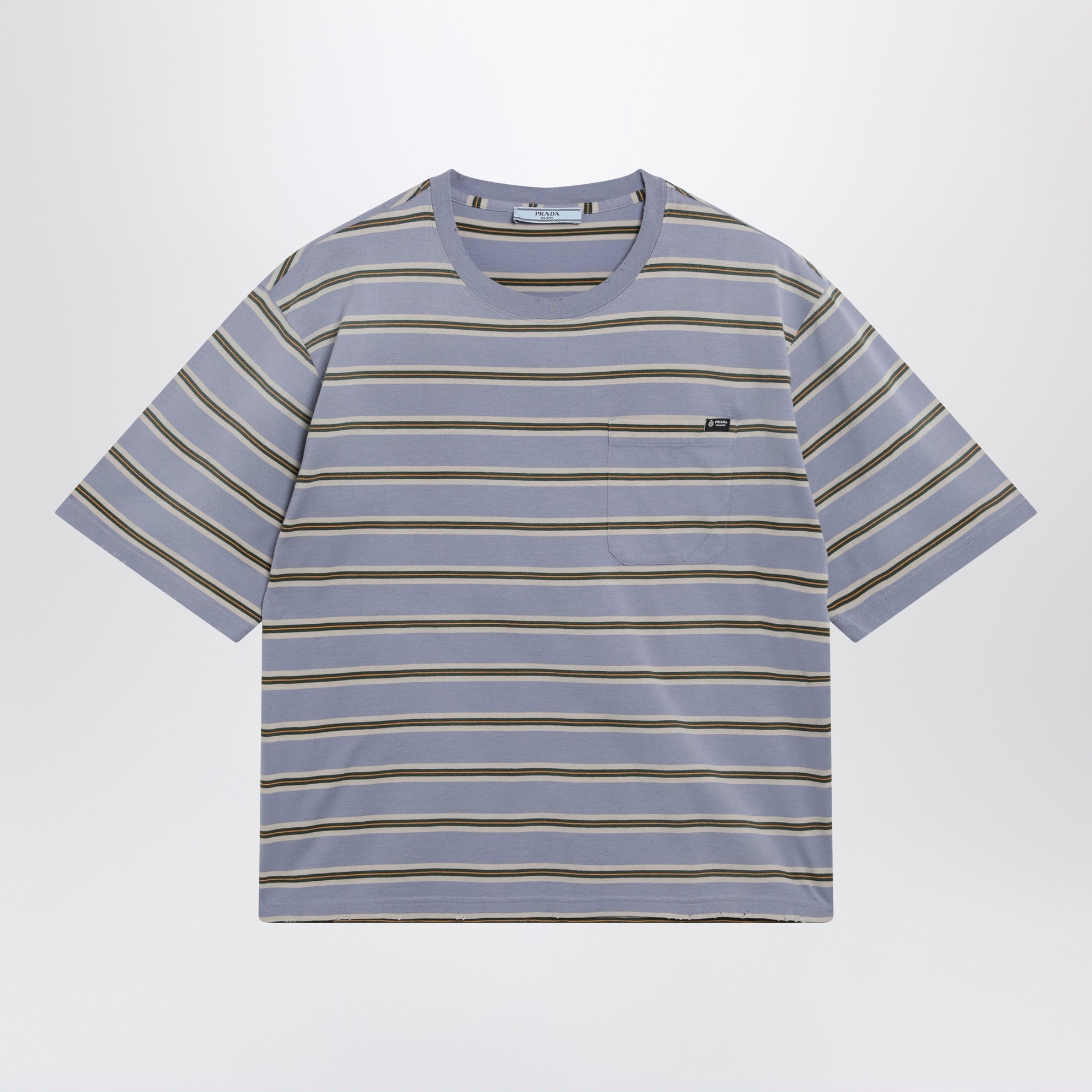 Violet vintage-effect striped T-shirt