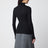 Schwarzer gerippter Rollkragenpullover mit Dreieckslogo