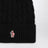 Bonnet noir en laine avec pompon