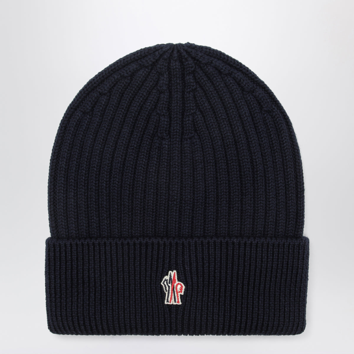 Navy blue ribbed wool beanie