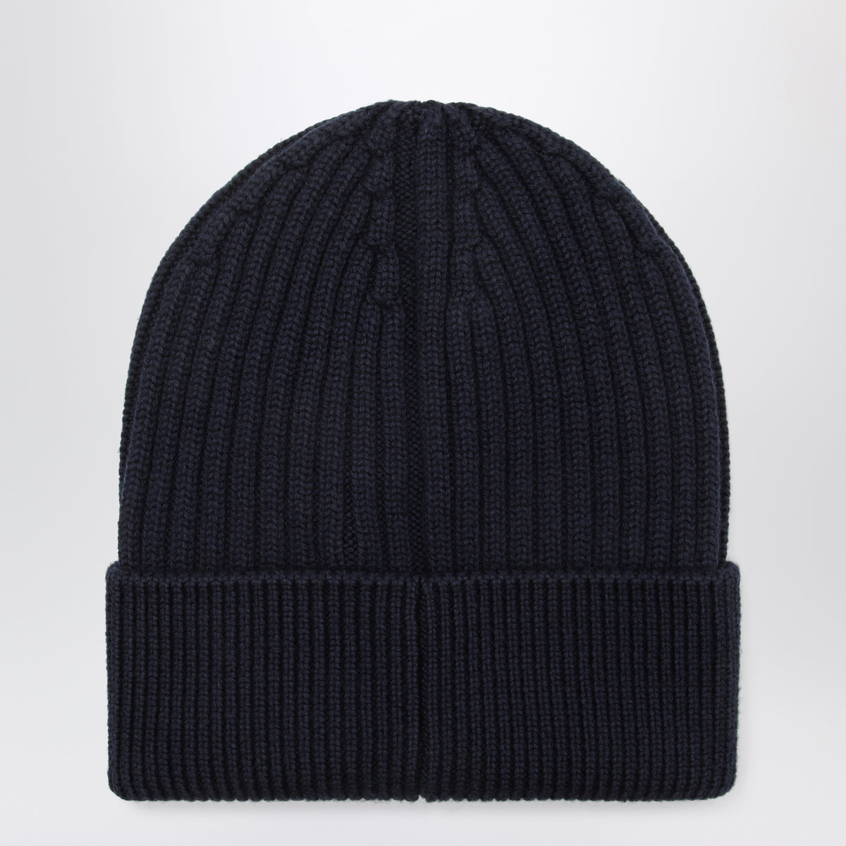 Navy blue ribbed wool beanie