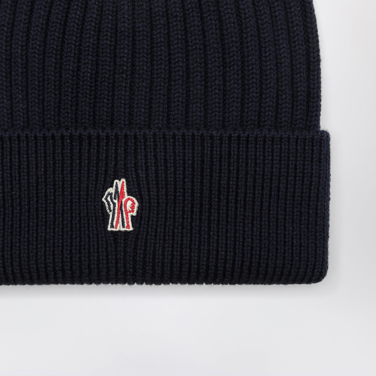 Navy blue ribbed wool beanie