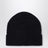 Navy blue wool beanie with logo patch