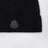 Navy blue wool beanie with logo patch