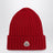 Cable-knit wool beanie with logo in burgundy