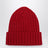 Cable-knit wool beanie with logo in burgundy