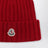 Cable-knit wool beanie with logo in burgundy