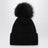 Bonnet noir en laine avec pompon
