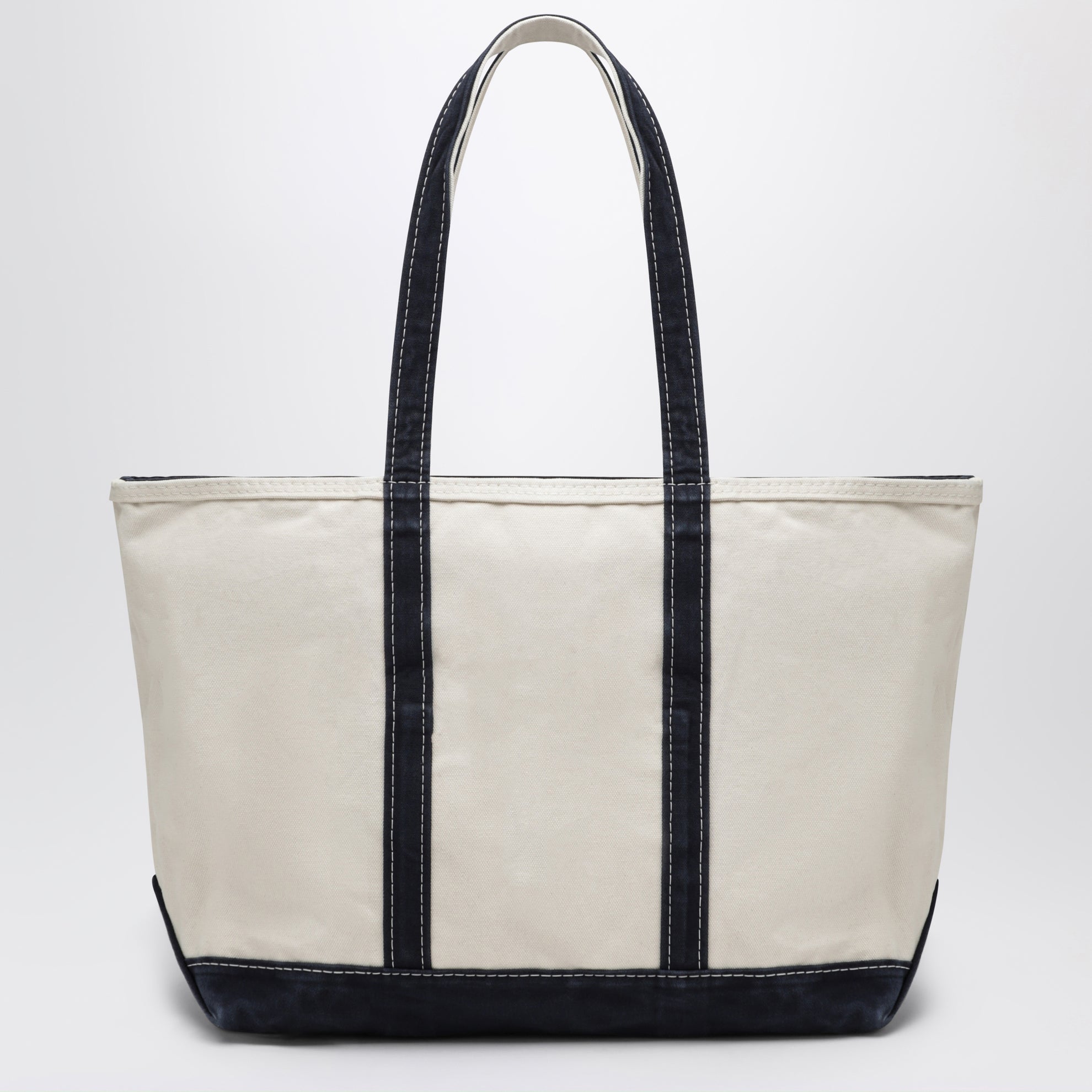 Borsa tote Big Pony in cotone crema e navy
