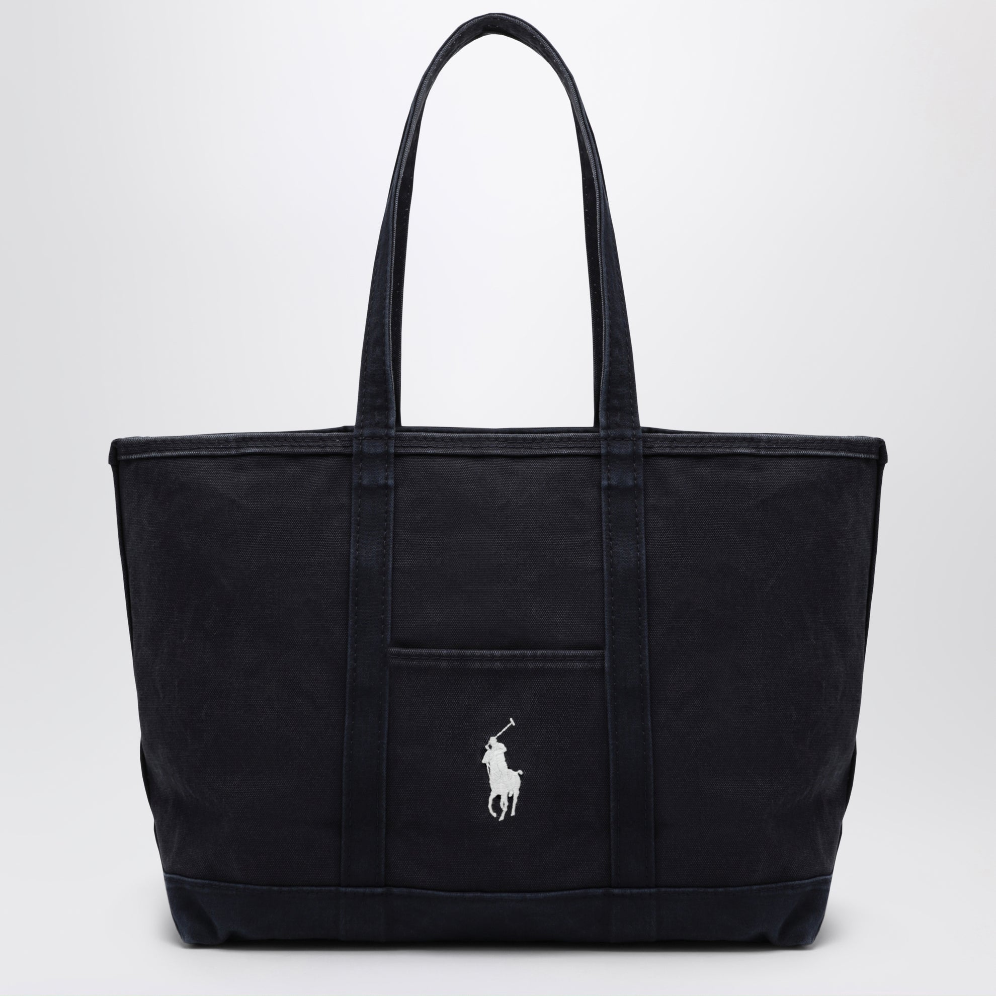 Borsa tote Big Pony in cotone blu navy