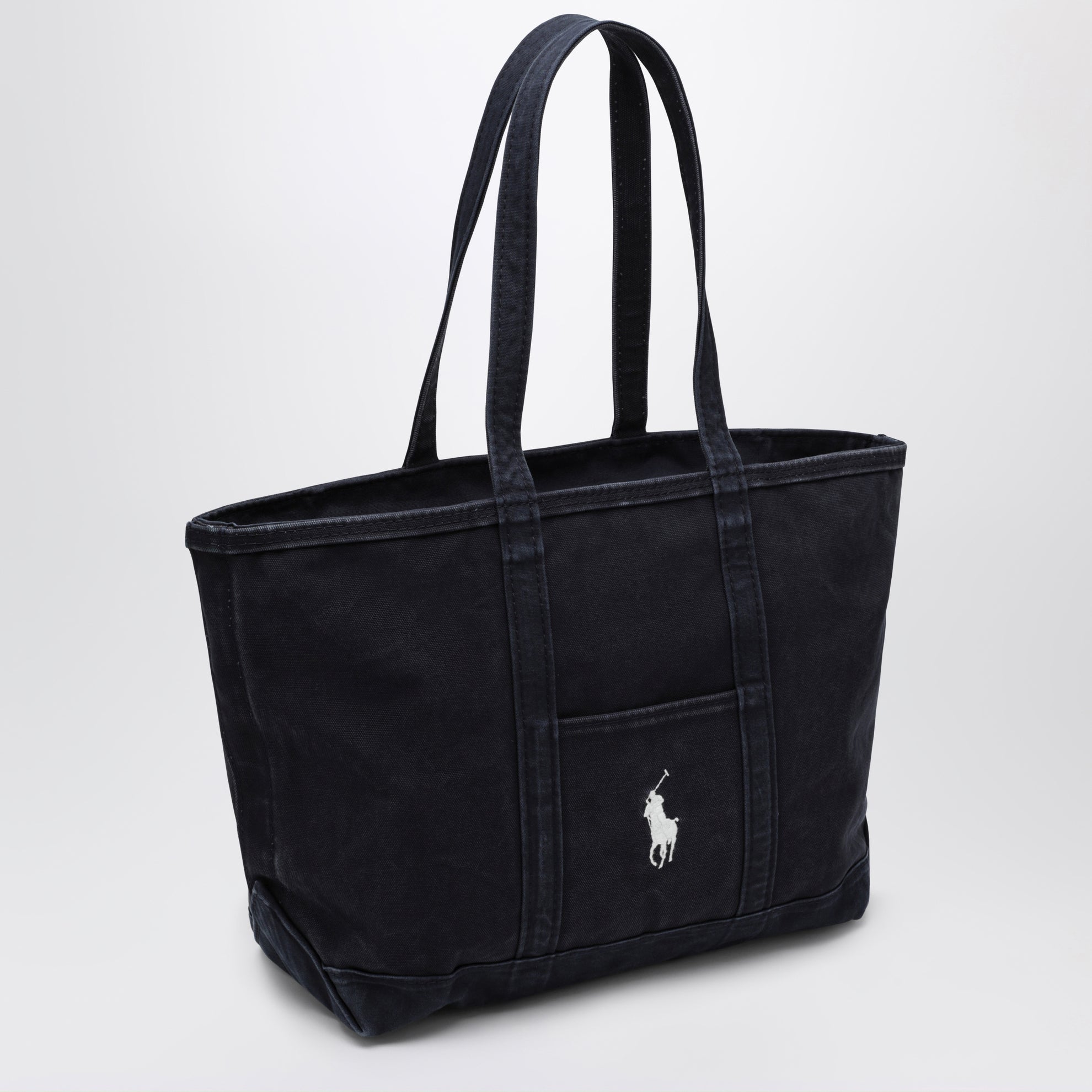 Borsa tote Big Pony in cotone blu navy