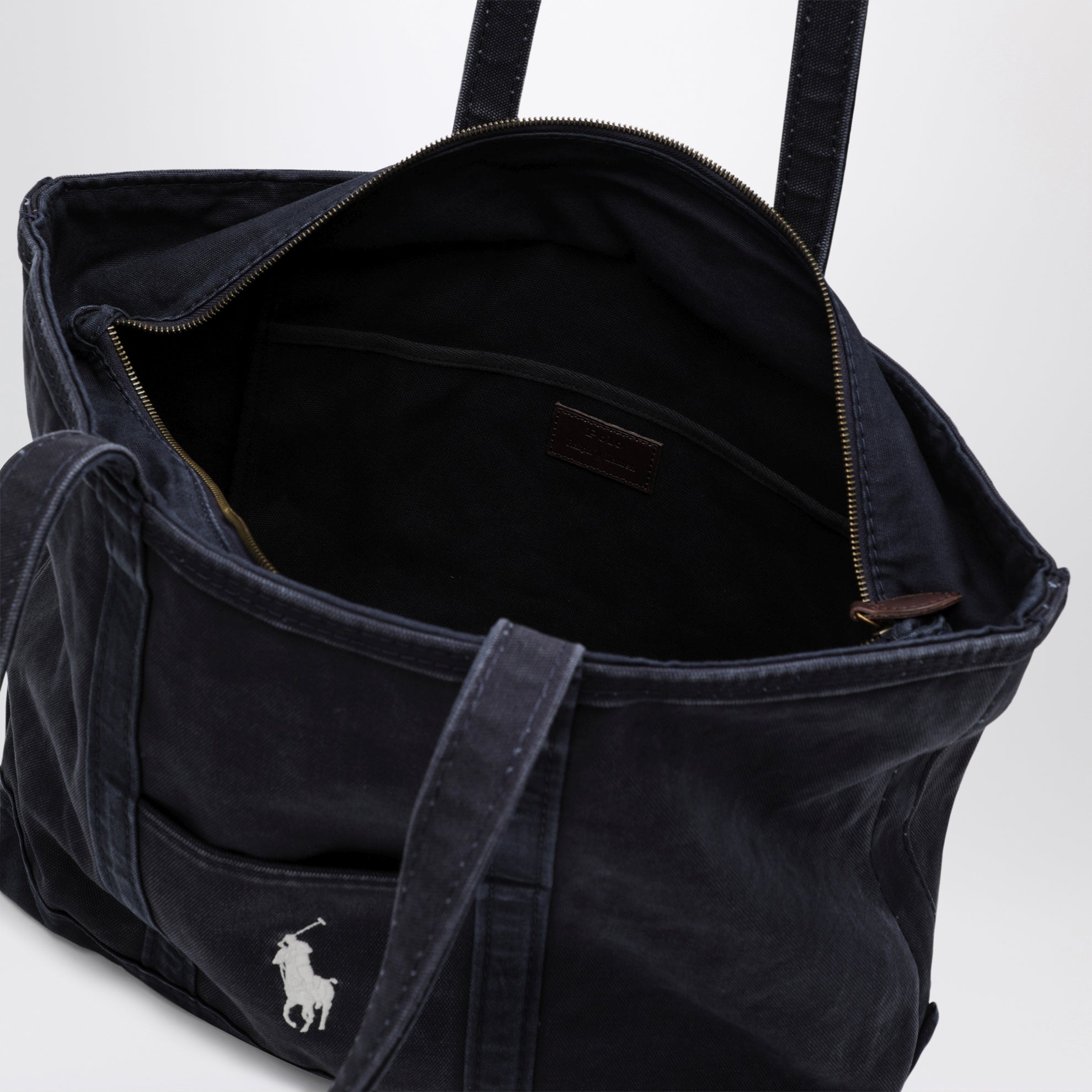 Borsa tote Big Pony in cotone blu navy