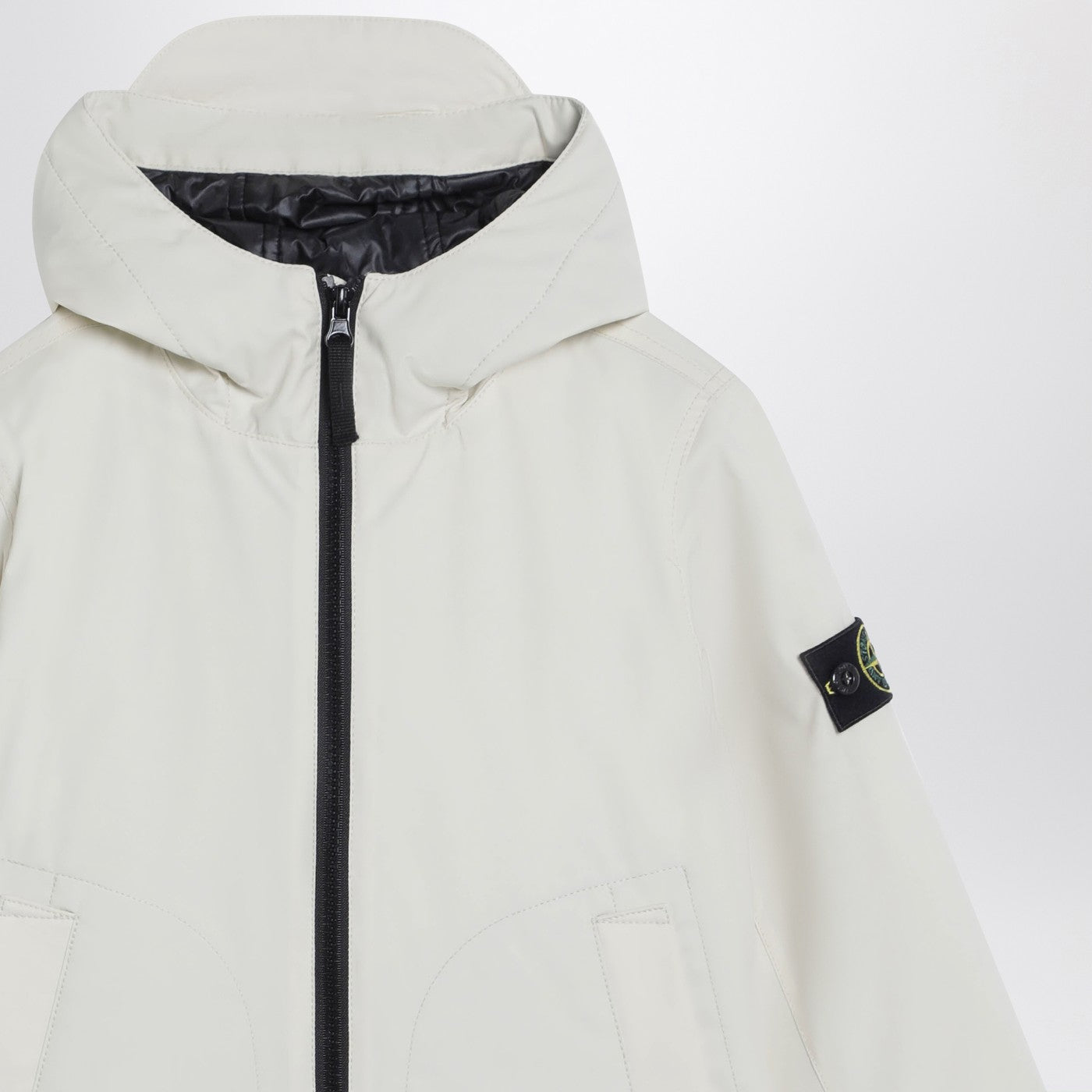 Ivory zip jacket in polyester canvas