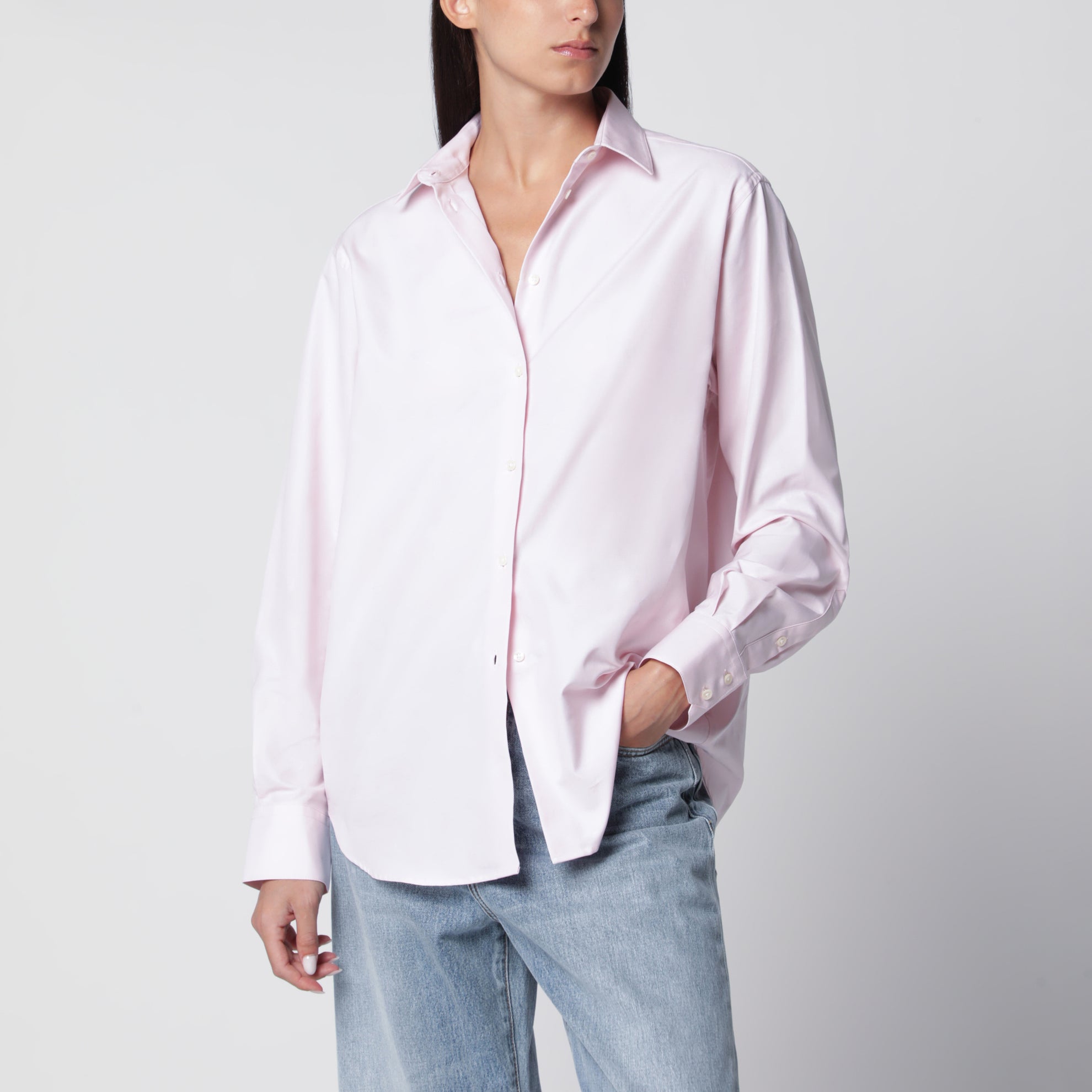 Rosa Button-Down-Hemd aus Baumwolle