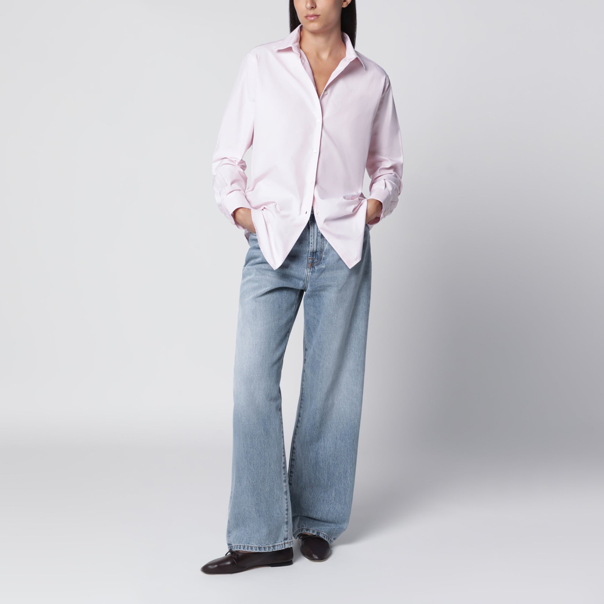 Rosa Button-Down-Hemd aus Baumwolle