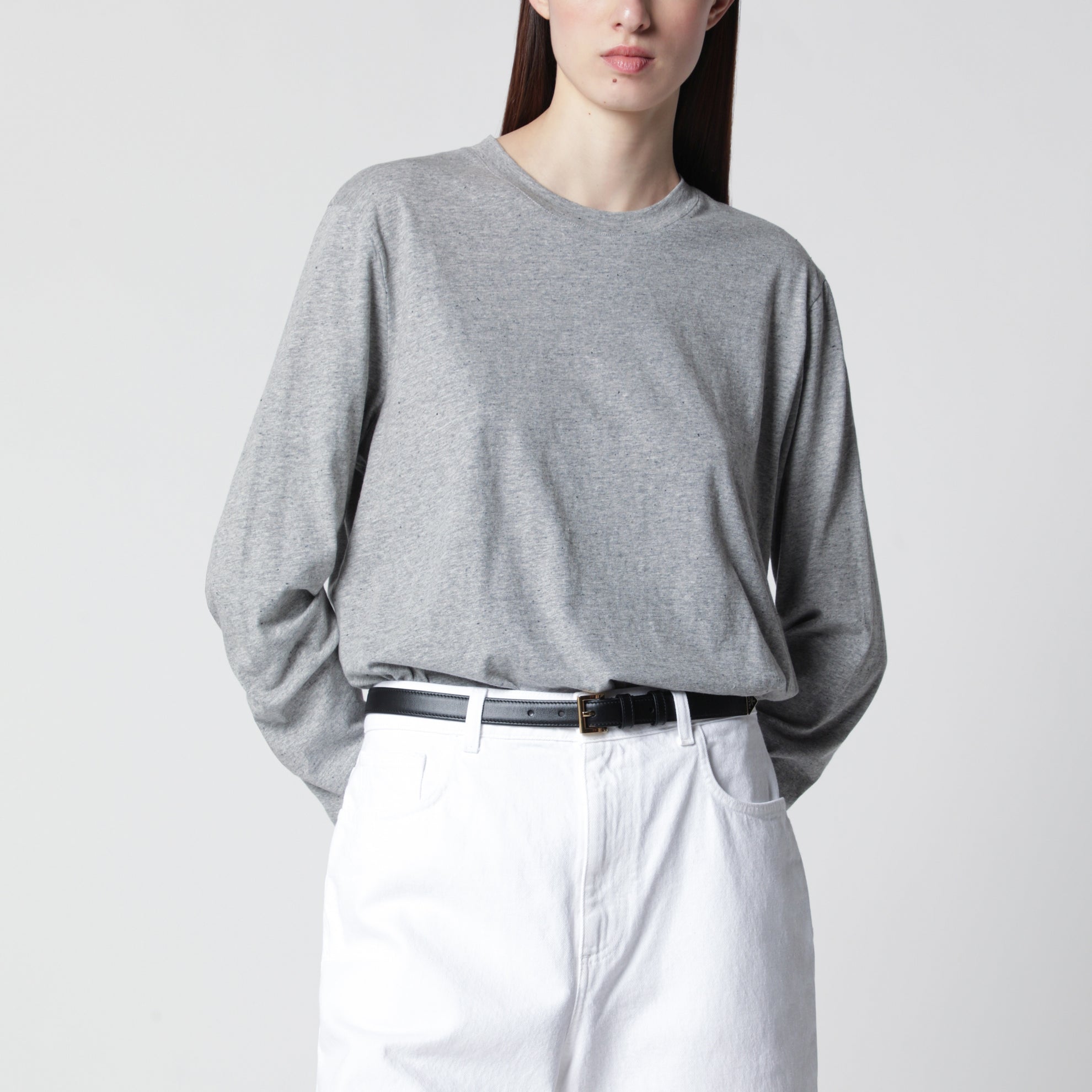 Light grey mélange long-sleeve T-shirt
