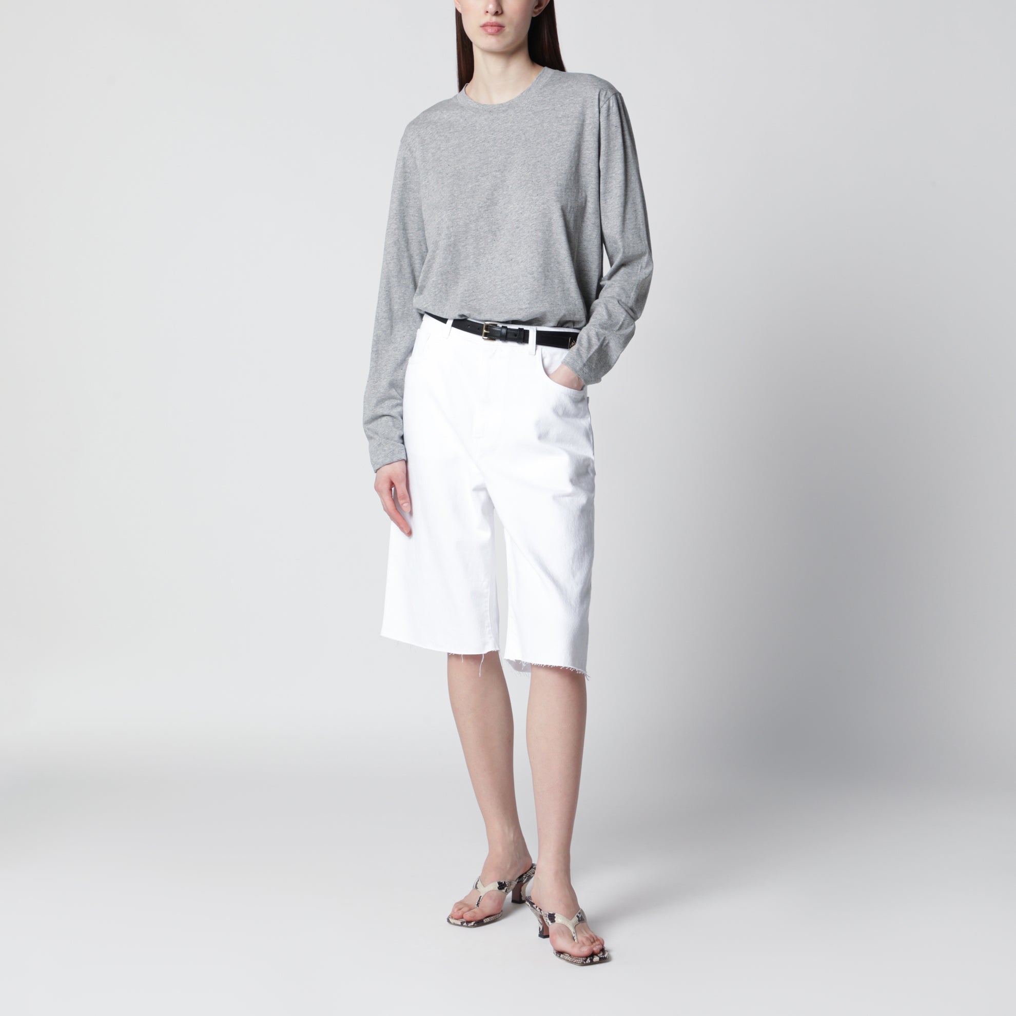 Light grey mélange long-sleeve T-shirt