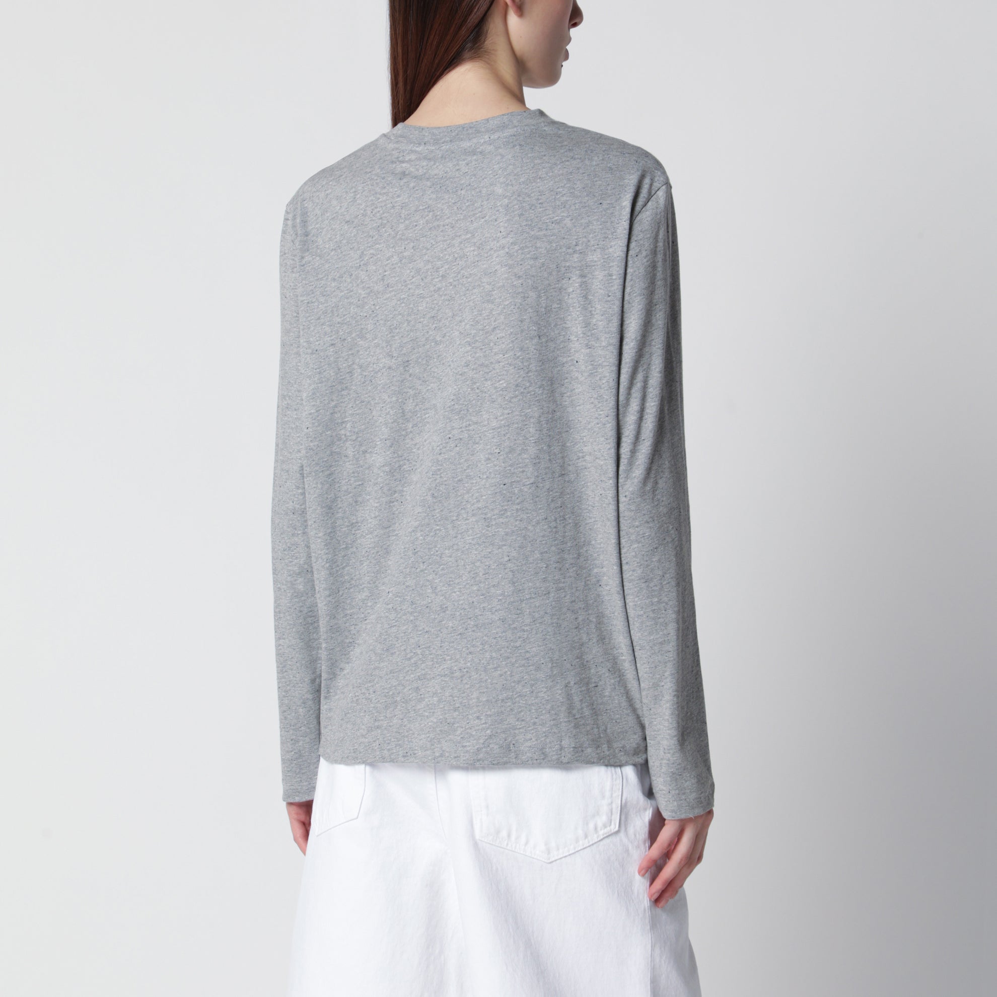 Light grey mélange long-sleeve T-shirt