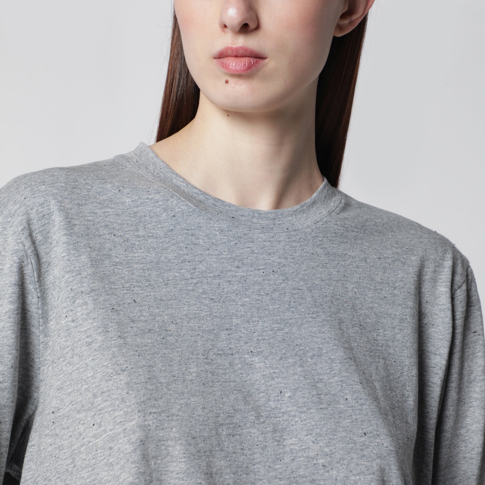 Light grey mélange long-sleeve T-shirt