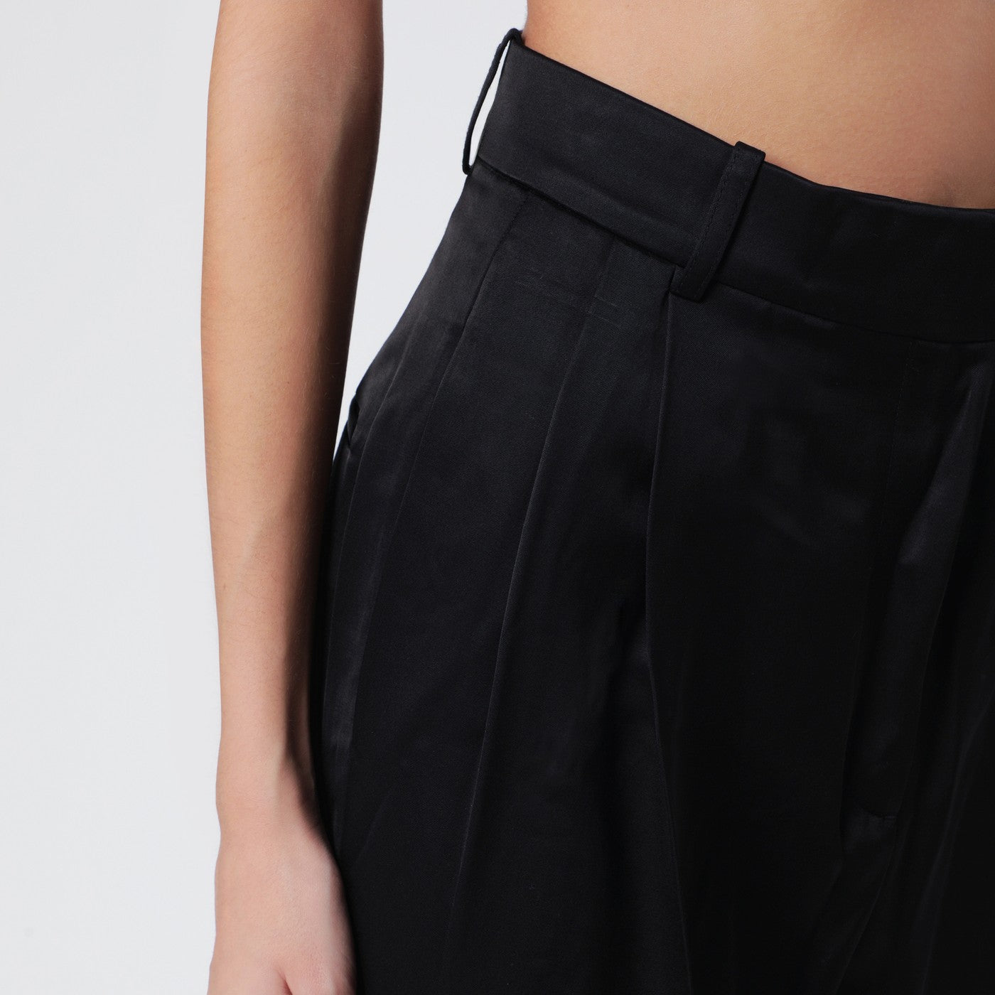 Black satin trousers