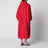 Manteau oversize rouge en tissu mélangé soie