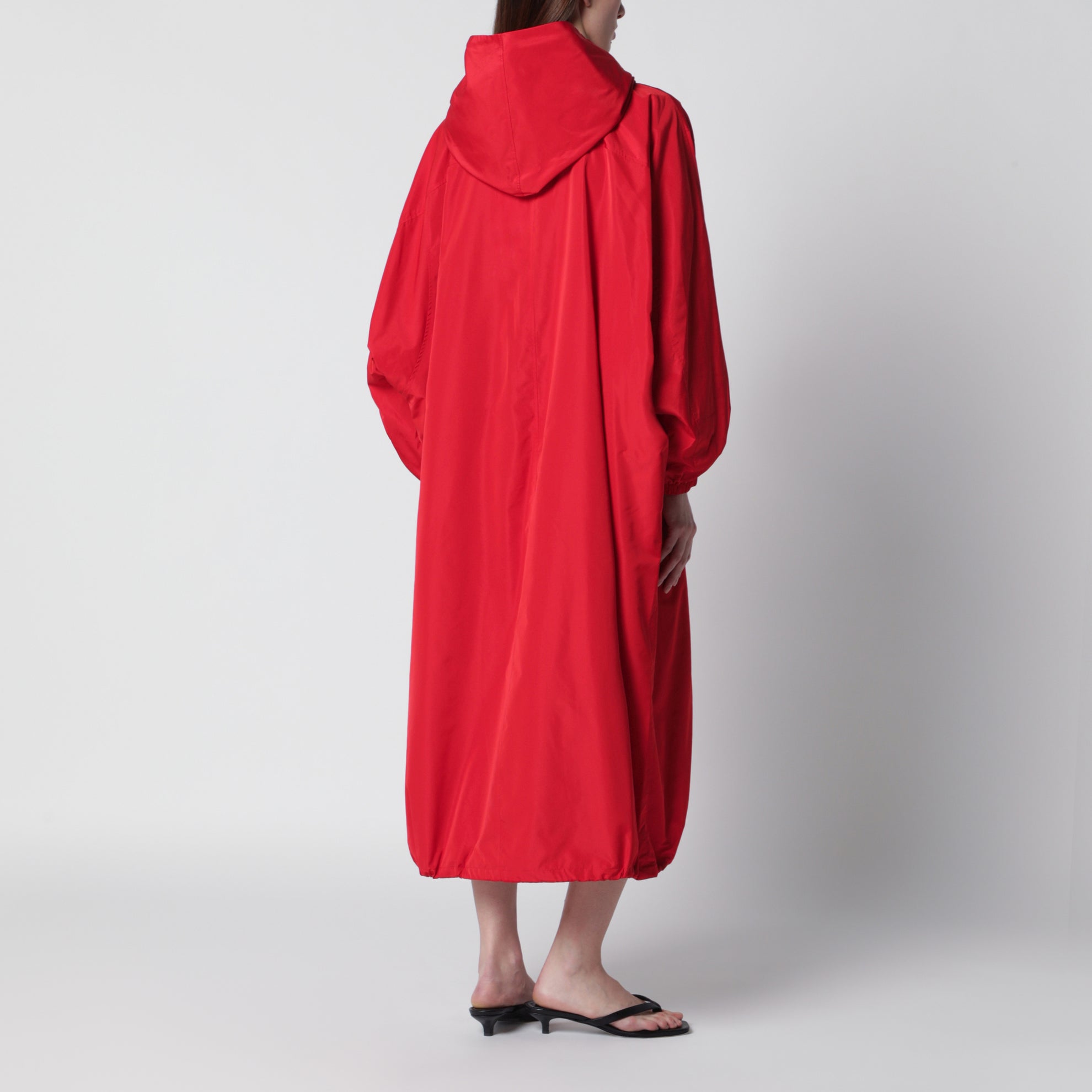 Manteau oversize rouge en tissu mélangé soie