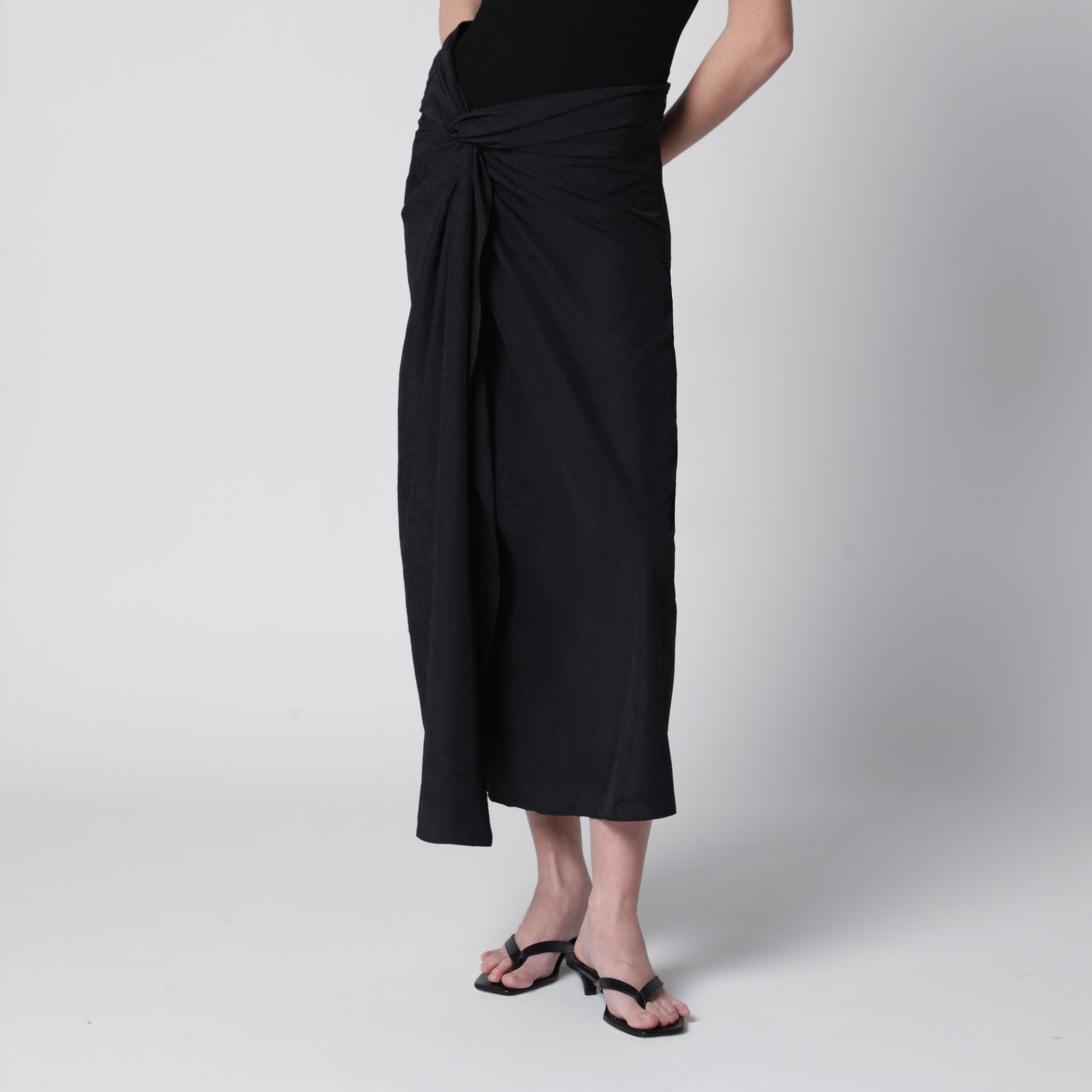 Black sarong-effect skirt
