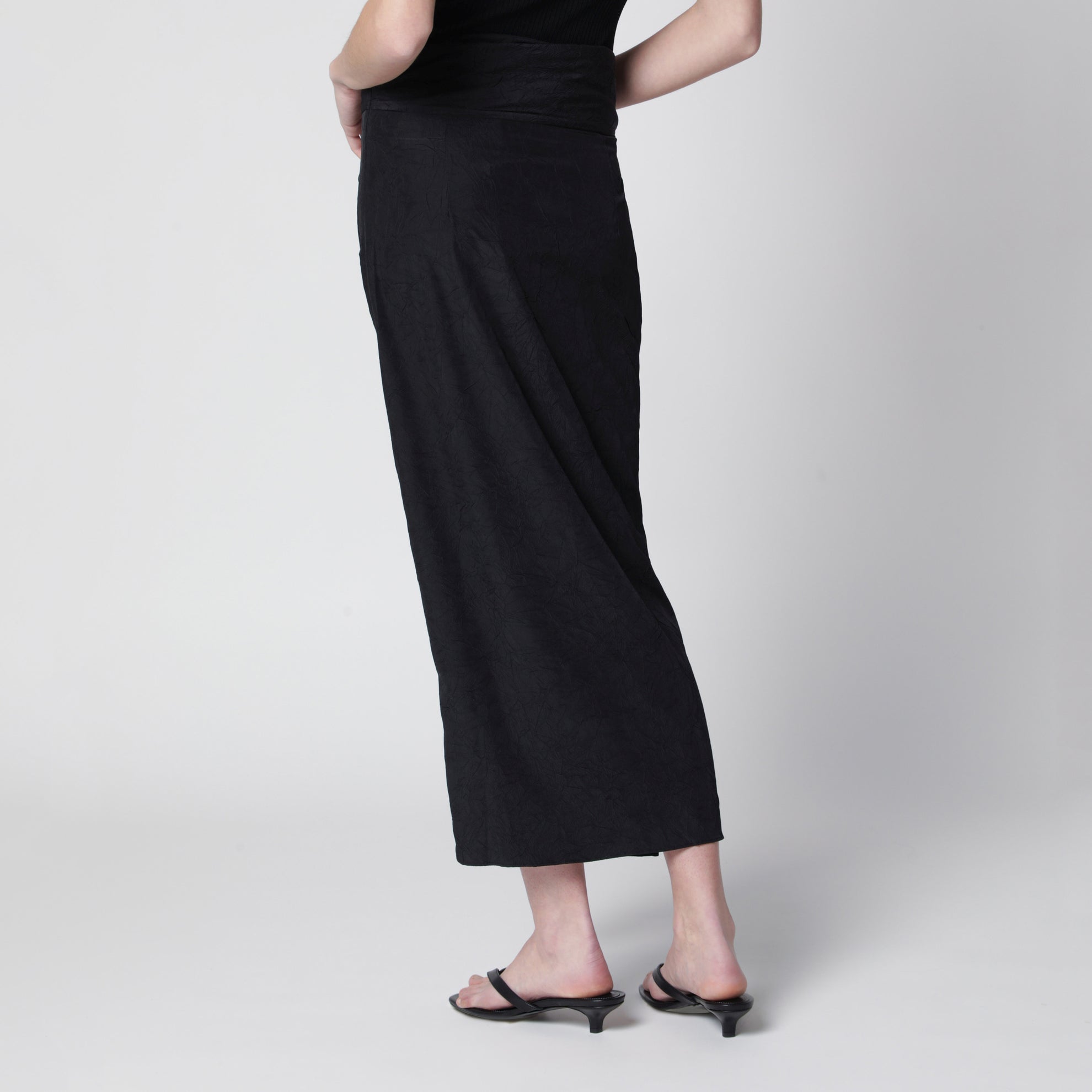 Black sarong-effect skirt
