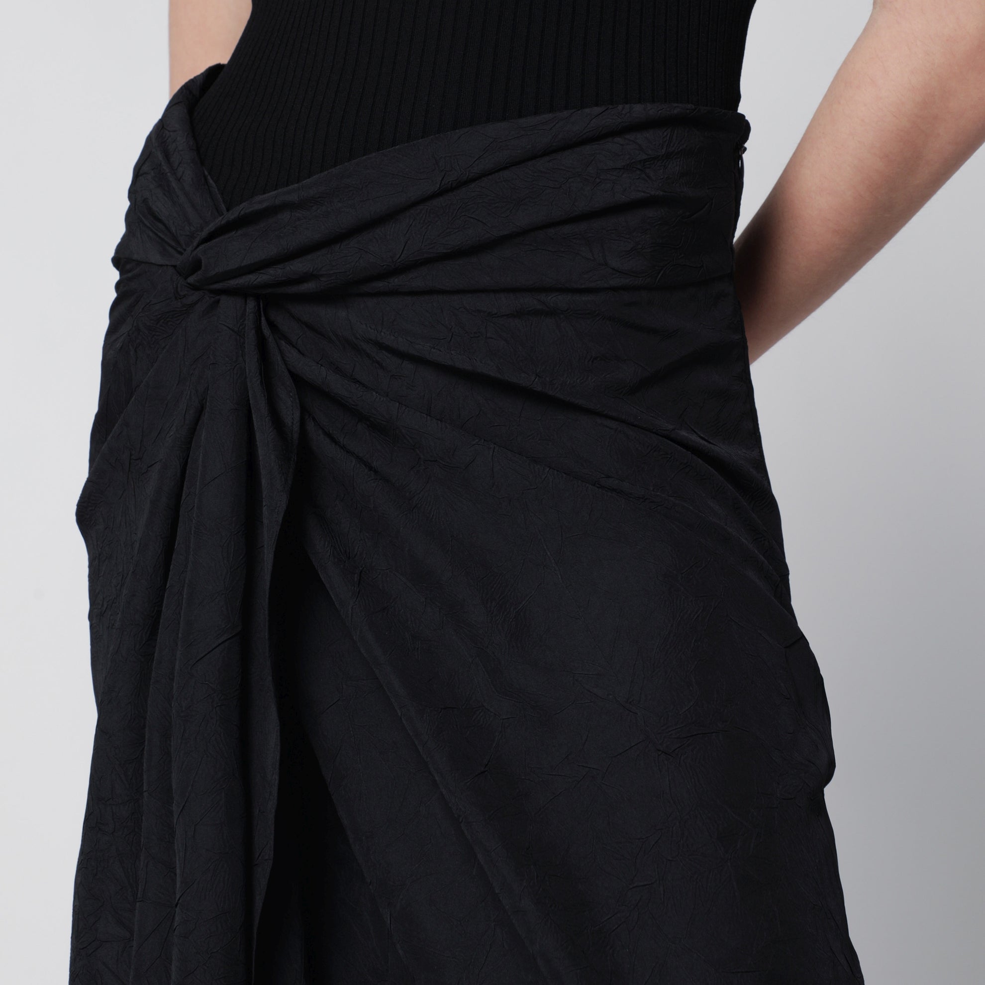 Black sarong-effect skirt