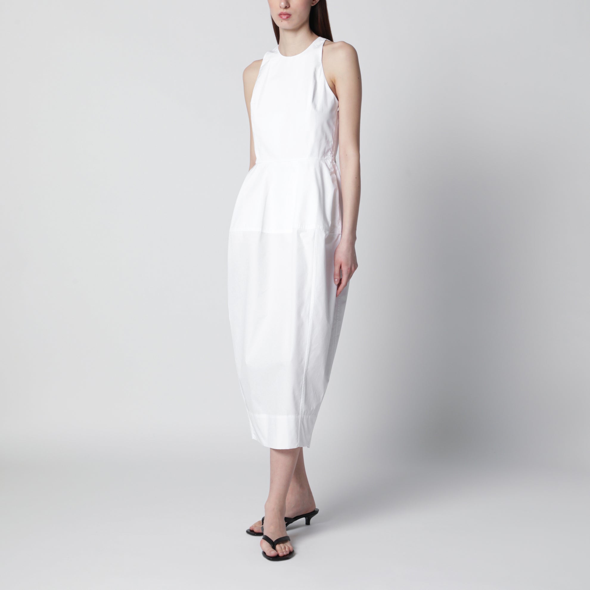 Weißes Midi-Kleid aus Baumwolle