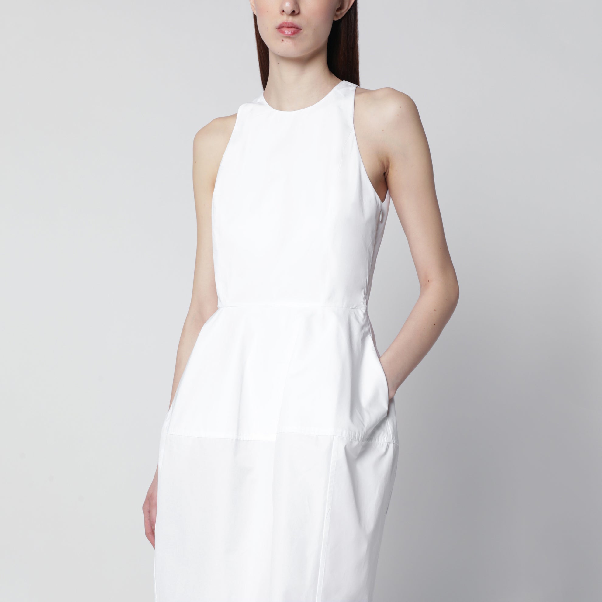 Weißes Midi-Kleid aus Baumwolle