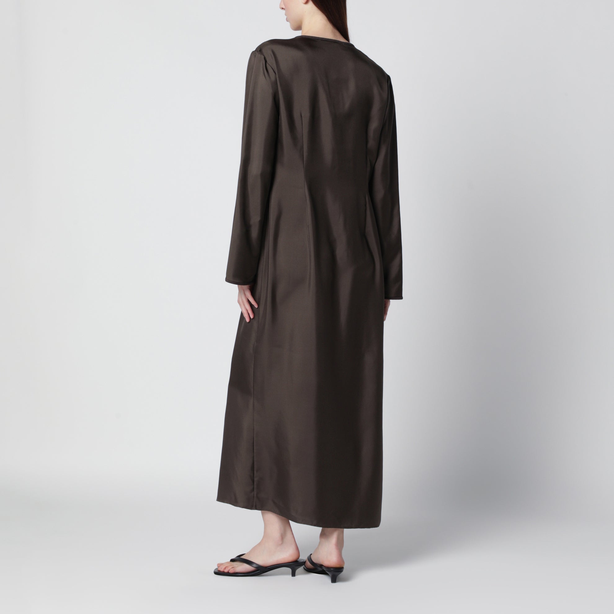 Robe en soie avec fermeture pankou couleur terre