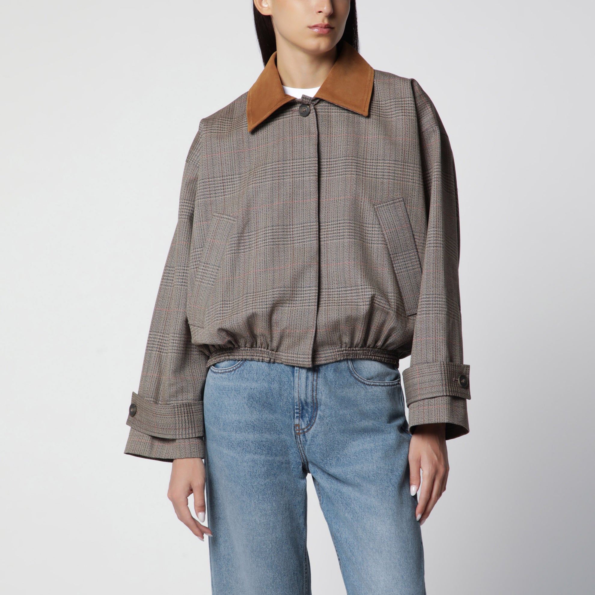 Brown Prince of Wales wool jacket