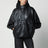 Anorak oversize in pelle nero