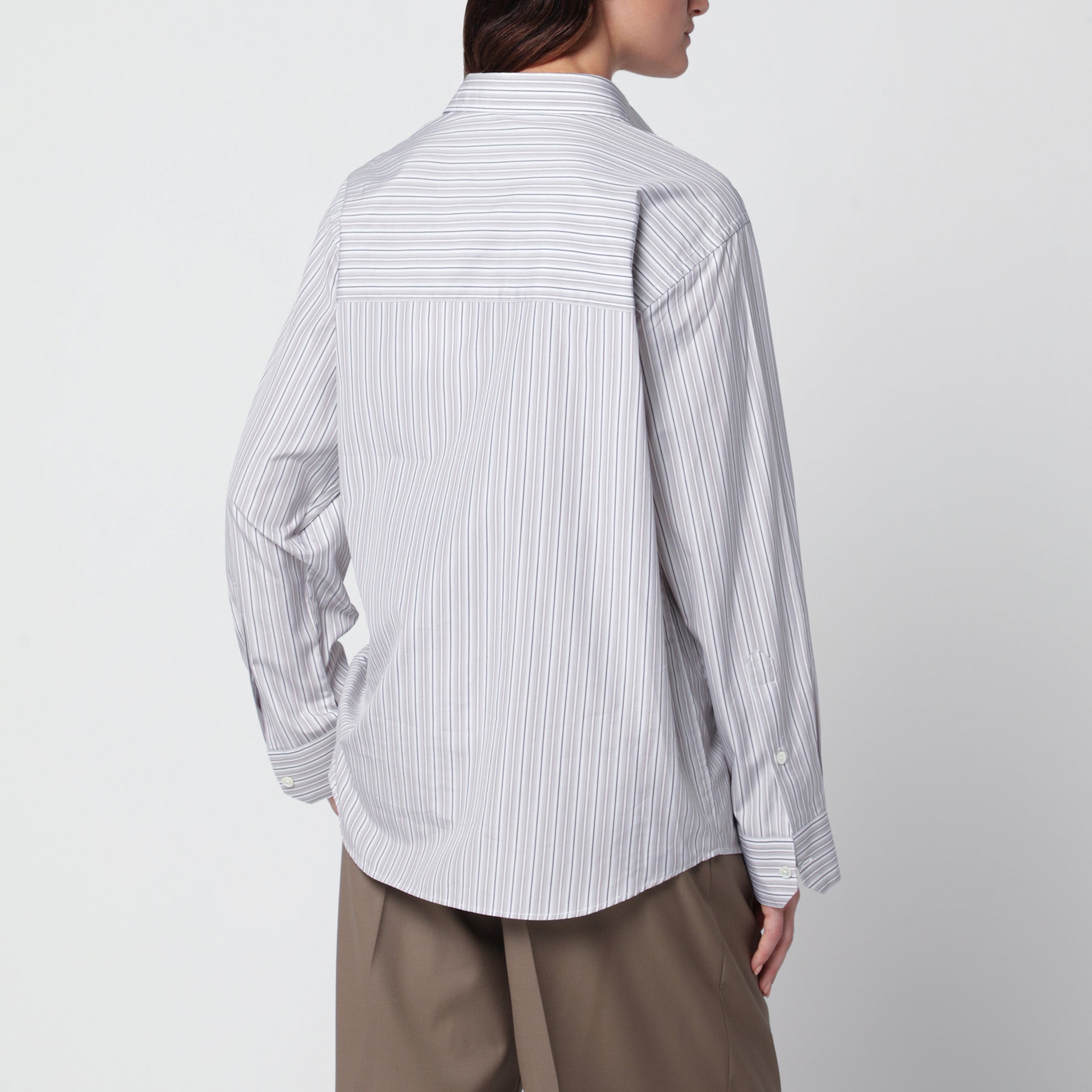 Striped cotton shirt in Brown / Ivory