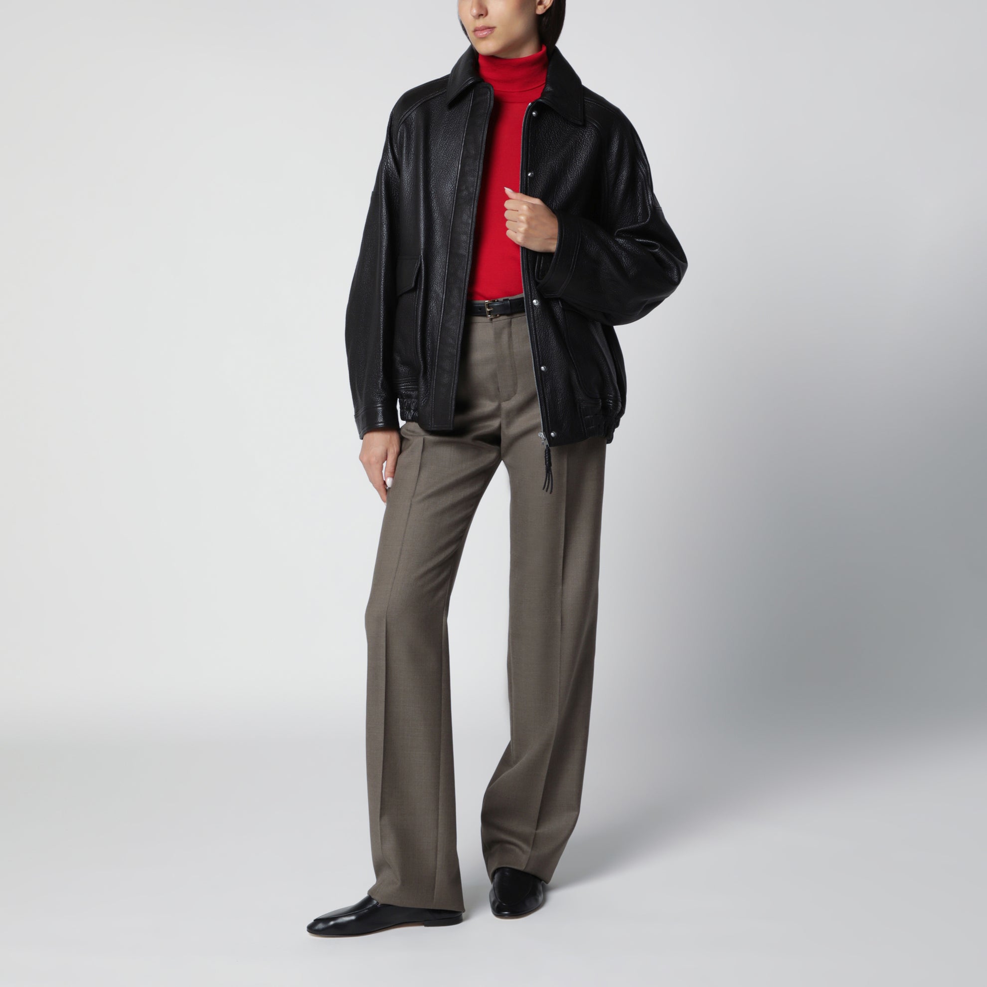 Roter Feinstrick-Rollkragenpullover aus Wolle und Kaschmir