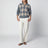 Grey polo with beige Argyle pattern in wool blend